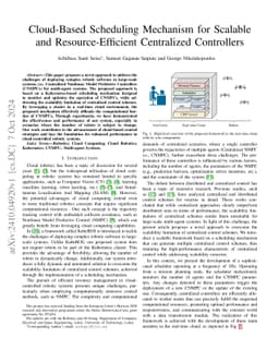 Cloud-Based Scheduling Mechanism for Scalable and Resource-Efficient
  Centralized Controllers