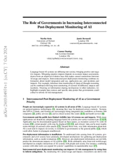 The Role of Governments in Increasing Interconnected Post-Deployment
  Monitoring of AI