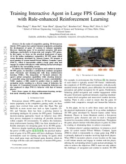 Training Interactive Agent in Large FPS Game Map with Rule-enhanced
  Reinforcement Learning