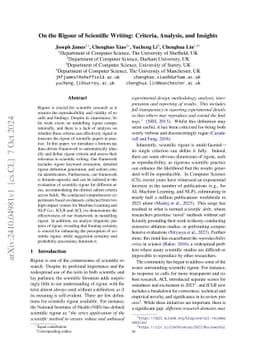 On the Rigour of Scientific Writing: Criteria, Analysis, and Insights