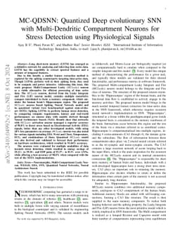 MC-QDSNN: Quantized Deep evolutionary SNN with Multi-Dendritic
  Compartment Neurons for Stress Detection using Physiological Signals