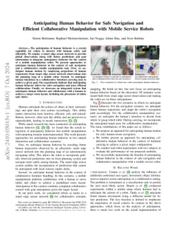 Anticipating Human Behavior for Safe Navigation and Efficient
  Collaborative Manipulation with Mobile Service Robots