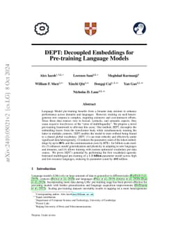 DEPT: Decoupled Embeddings for Pre-training Language Models