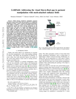 GARField: Addressing the visual Sim-to-Real gap in garment manipulation
  with mesh-attached radiance fields