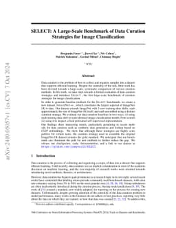 SELECT: A Large-Scale Benchmark of Data Curation Strategies for Image
  Classification