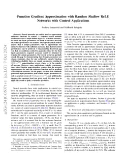 Function Gradient Approximation with Random Shallow ReLU Networks with
  Control Applications