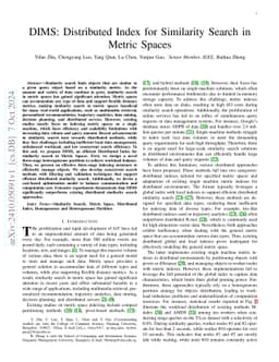DIMS: Distributed Index for Similarity Search in Metric Spaces