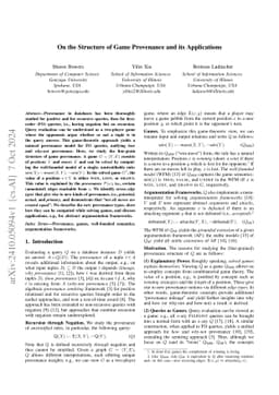 On the Structure of Game Provenance and its Applications