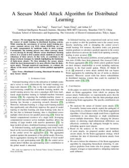 A Seesaw Model Attack Algorithm for Distributed Learning