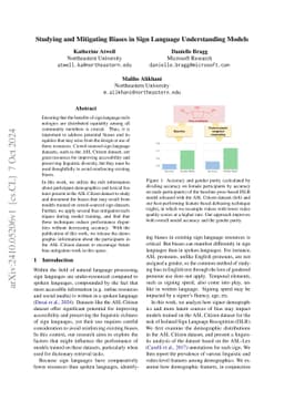 Studying and Mitigating Biases in Sign Language Understanding Models