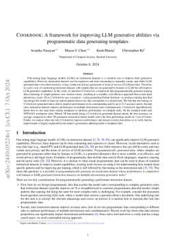 Cookbook: A framework for improving LLM generative abilities via
  programmatic data generating templates