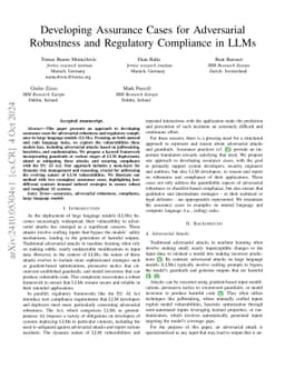 Developing Assurance Cases for Adversarial Robustness and Regulatory
  Compliance in LLMs