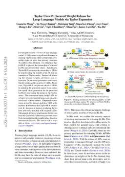 Taylor Unswift: Secured Weight Release for Large Language Models via Taylor Expansion