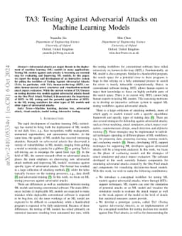 TA3: Testing Against Adversarial Attacks on Machine Learning Models