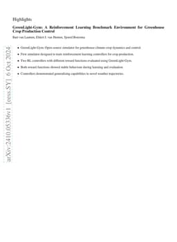 GreenLight-Gym: Reinforcement learning benchmark environment for control of greenhouse production systems