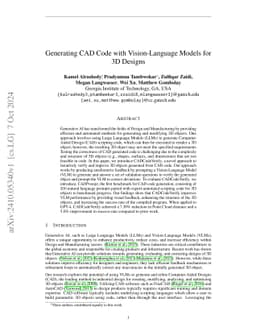 Generating CAD Code with Vision-Language Models for 3D Designs