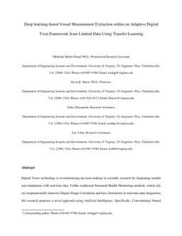 Deep learning-based Visual Measurement Extraction within an Adaptive
  Digital Twin Framework from Limited Data Using Transfer Learning