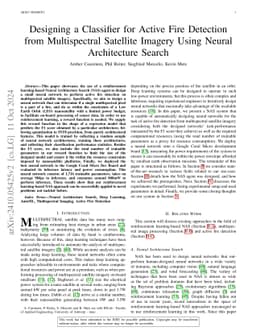 Designing a Classifier for Active Fire Detection from Multispectral
  Satellite Imagery Using Neural Architecture Search