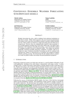 Continuous Ensemble Weather Forecasting with Diffusion models