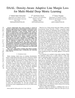 DAAL: Density-Aware Adaptive Line Margin Loss for Multi-Modal Deep
  Metric Learning