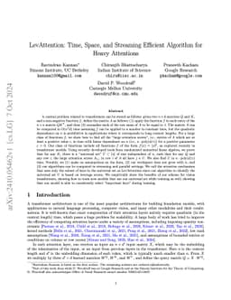 LevAttention: Time, Space, and Streaming Efficient Algorithm for Heavy
  Attentions