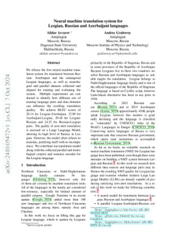 Neural machine translation system for Lezgian, Russian and Azerbaijani
  languages