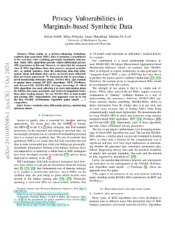 Privacy Vulnerabilities in Marginals-based Synthetic Data