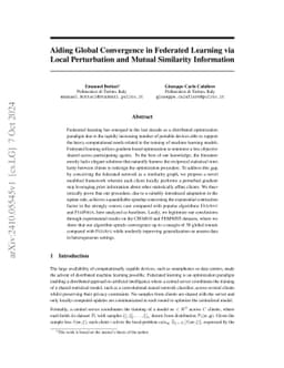 Aiding Global Convergence in Federated Learning via Local Perturbation
  and Mutual Similarity Information