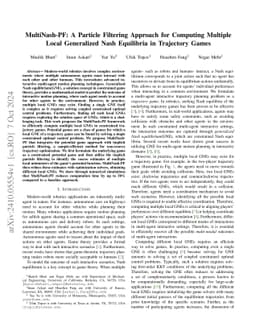 MultiNash-PF: A Particle Filtering Approach for Computing Multiple Local Generalized Nash Equilibria in Trajectory Games