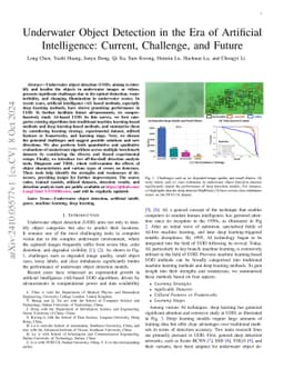 Underwater Object Detection in the Era of Artificial Intelligence:
  Current, Challenge, and Future
