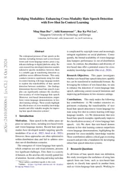 Bridging Modalities: Enhancing Cross-Modality Hate Speech Detection with
  Few-Shot In-Context Learning