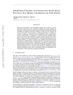 Amortized Control of Continuous State Space Feynman-Kac Model for Irregular Time Series