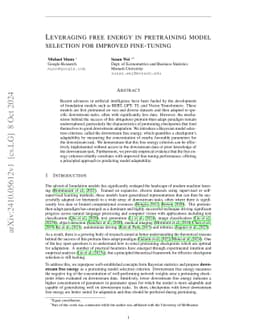 Leveraging free energy in pretraining model selection for improved
  fine-tuning