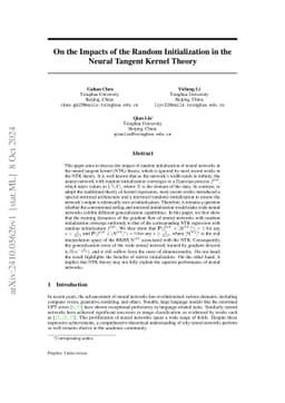 On the Impacts of the Random Initialization in the Neural Tangent Kernel
  Theory