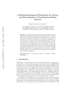 A Blockchain-Enhanced Framework for Privacy and Data Integrity in
  Crowdsourced Drone Services