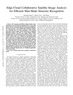 Edge-Cloud Collaborative Satellite Image Analysis for Efficient Man-Made
  Structure Recognition