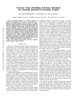 Extreme Value Modelling of Feature Residuals for Anomaly Detection in Dynamic Graphs