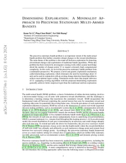 Diminishing Exploration: A Minimalist Approach to Piecewise Stationary
  Multi-Armed Bandits