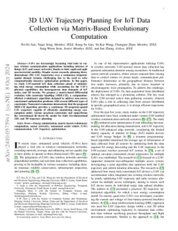 3D UAV Trajectory Planning for IoT Data Collection via Matrix-Based
  Evolutionary Computation