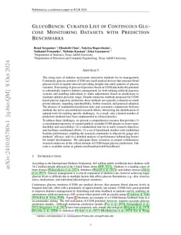 GlucoBench: Curated List of Continuous Glucose Monitoring Datasets with
  Prediction Benchmarks