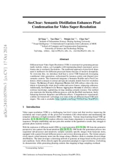 SeeClear: Semantic Distillation Enhances Pixel Condensation for Video
  Super-Resolution