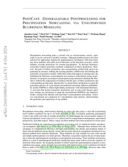 PostCast: Generalizable Postprocessing for Precipitation Nowcasting via
  Unsupervised Blurriness Modeling