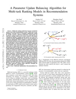 A Parameter Update Balancing Algorithm for Multi-task Ranking Models in Recommendation Systems