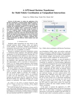 A GPT-based Decision Transformer for Multi-Vehicle Coordination at
  Unsignalized Intersections