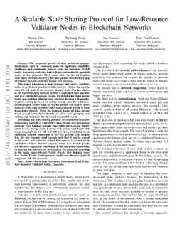 A Scalable State Sharing Protocol for Low-Resource Validator Nodes in
  Blockchain Networks