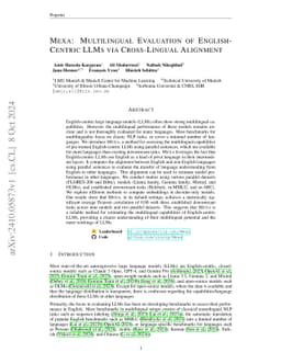 MEXA: Multilingual Evaluation of English-Centric LLMs via Cross-Lingual
  Alignment
