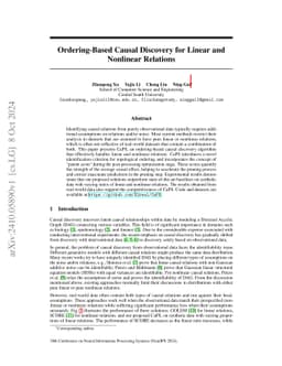 Ordering-Based Causal Discovery for Linear and Nonlinear Relations