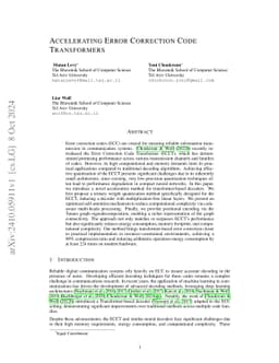 Accelerating Error Correction Code Transformers