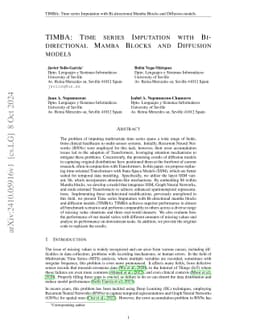 TIMBA: Time series Imputation with Bi-directional Mamba Blocks and
  Diffusion models