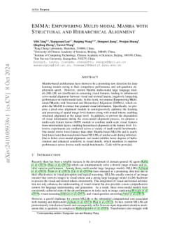 EMMA: Empowering Multi-modal Mamba with Structural and Hierarchical
  Alignment